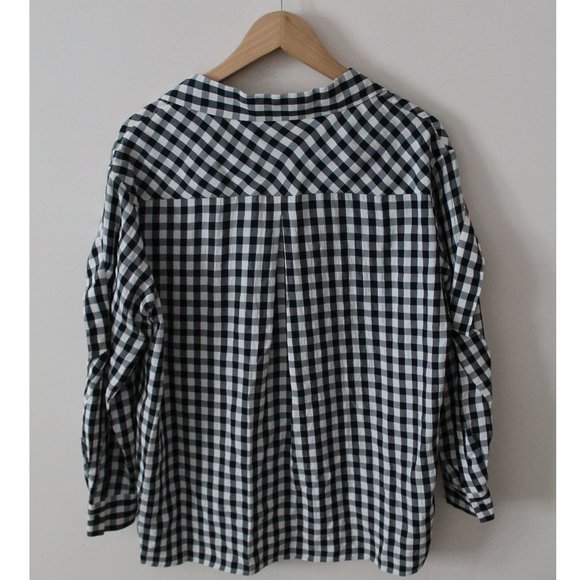Maje Ruffled-Trim Checked Woven Shirt In Carreaux / Size 1 / Small Blouse - Picture 7 of 11